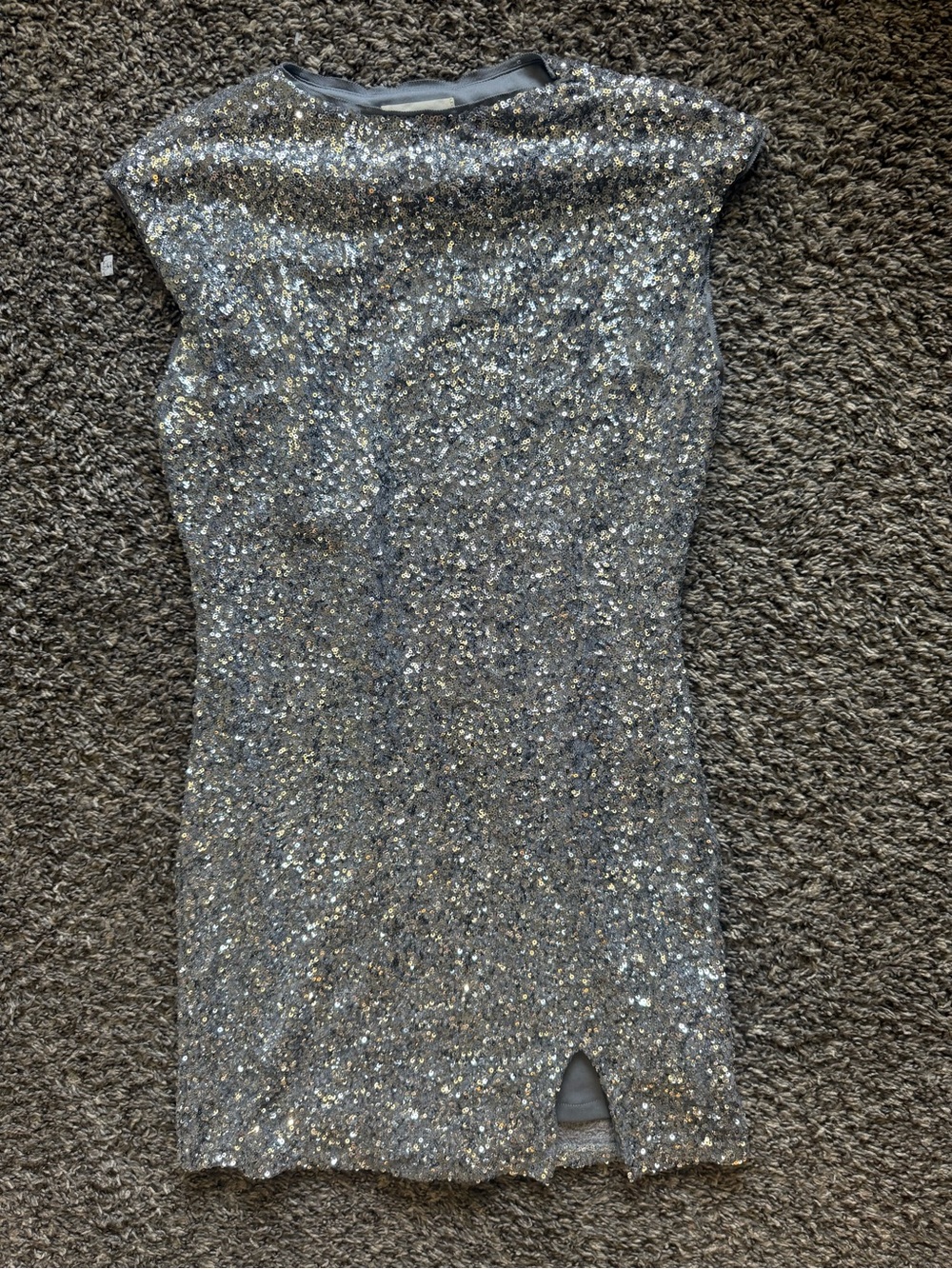 Open Edit Sequined Mini Dress in Silver